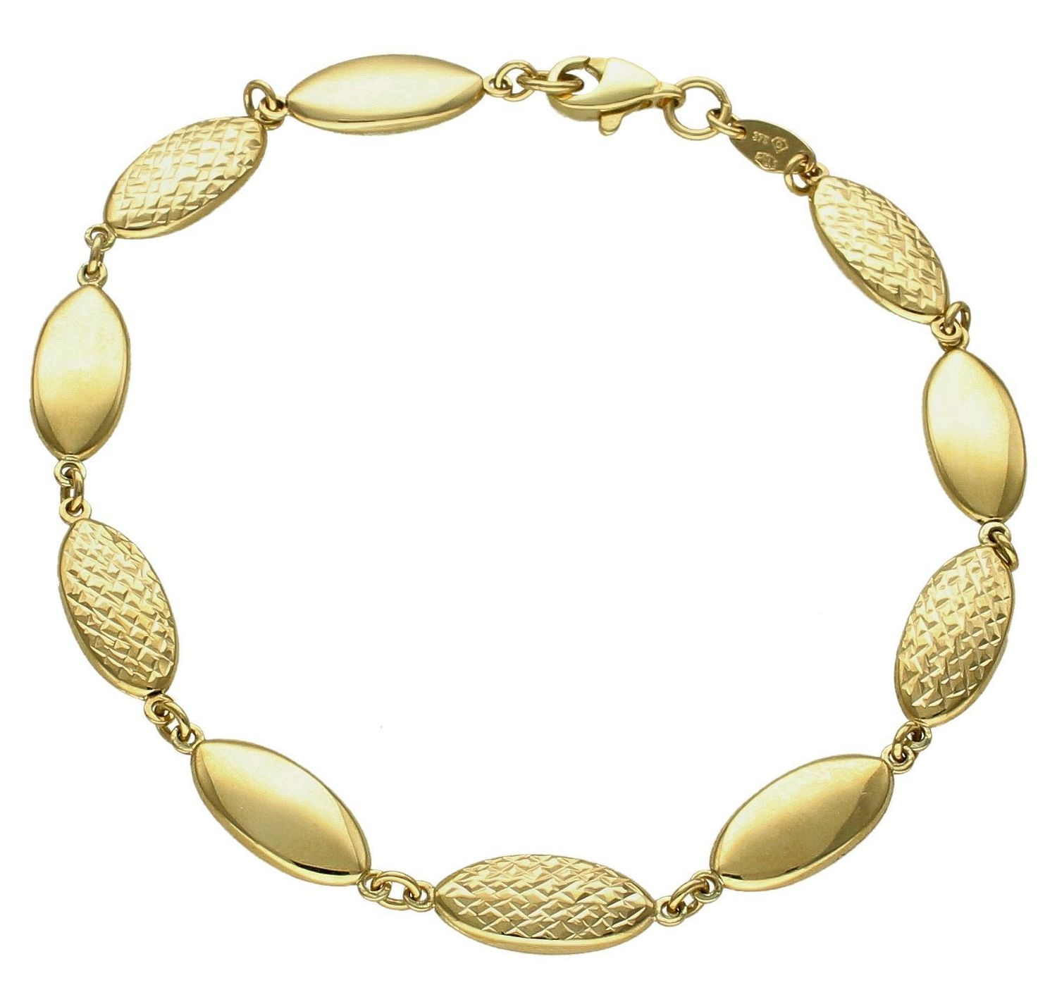 Złota bransoletka damska 375 grawerowane owalne ogniwka BR 4042 375. Bransoletka damska złota. Złota bransoletka damska. Bransoletka damska próby 375. Złota elegancka bransoletka idealna na prezent dla kobiety..jpg